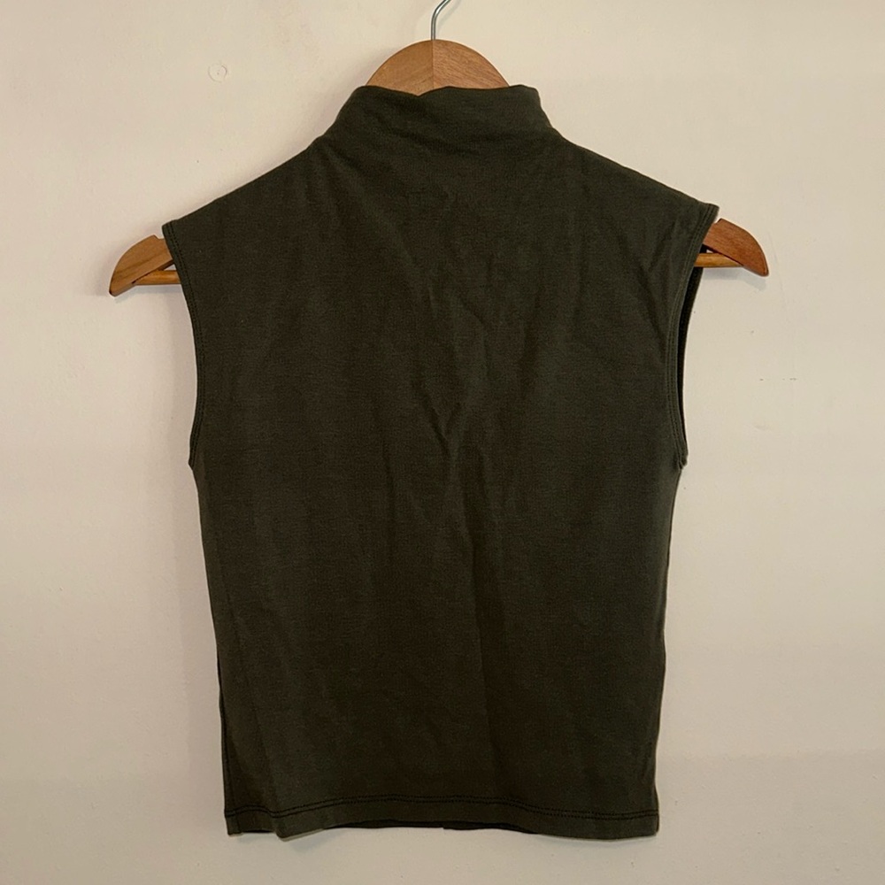 Madewell Funnelneck Cropped Muscle Tank Army Green